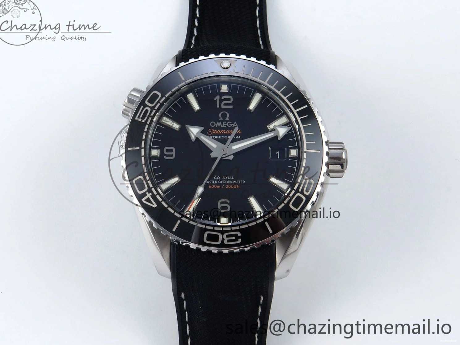 0216 Unisex Seamaster Planet Ocean 600M 43.5mm SS SCF 1:1 Best Edition Black Bezel Black Dial on Black Rubber Strap A8900 Super Clone 7664